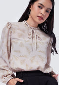 Ruffle Neck Long Sleeve Blouse