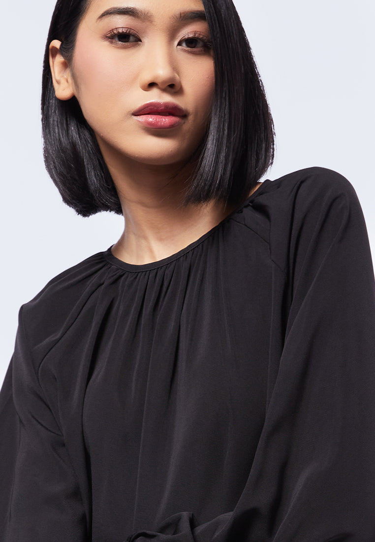 Front Gathered Long Sleeve Blouse