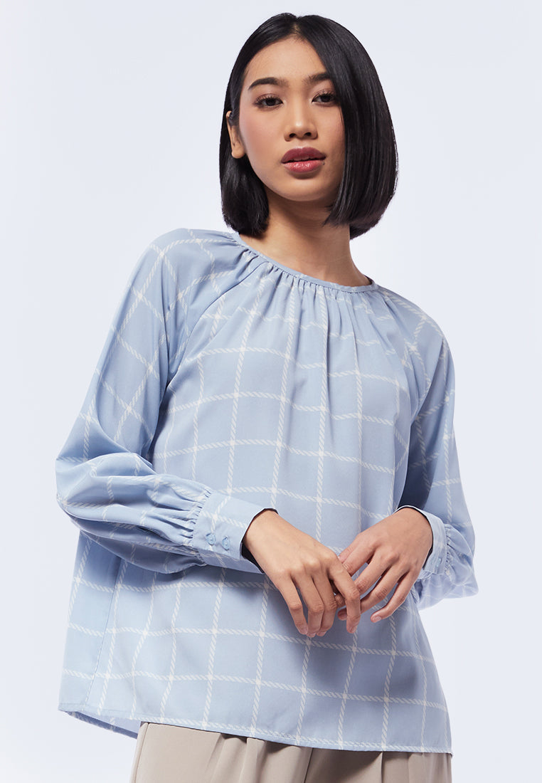 Front Gathered Long Sleeve Blouse
