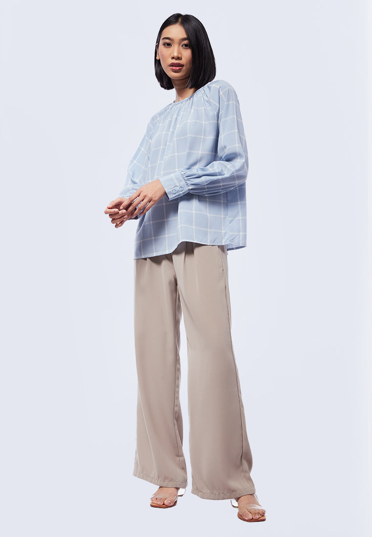 Front Gathered Long Sleeve Blouse