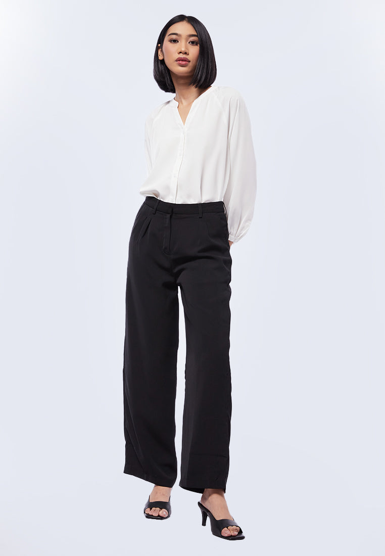 V-Neck Mandarin Collar Blouse