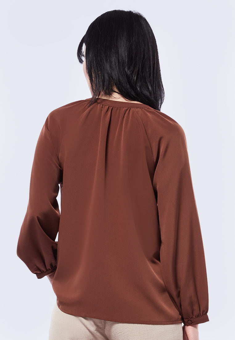 V-Neck Long Sleeve Blouse