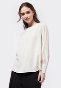 Printed High Cuff Long Sleeve Blouse