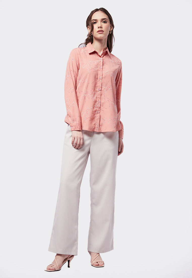 Regular Fit Printed Long Sleeve Blouse