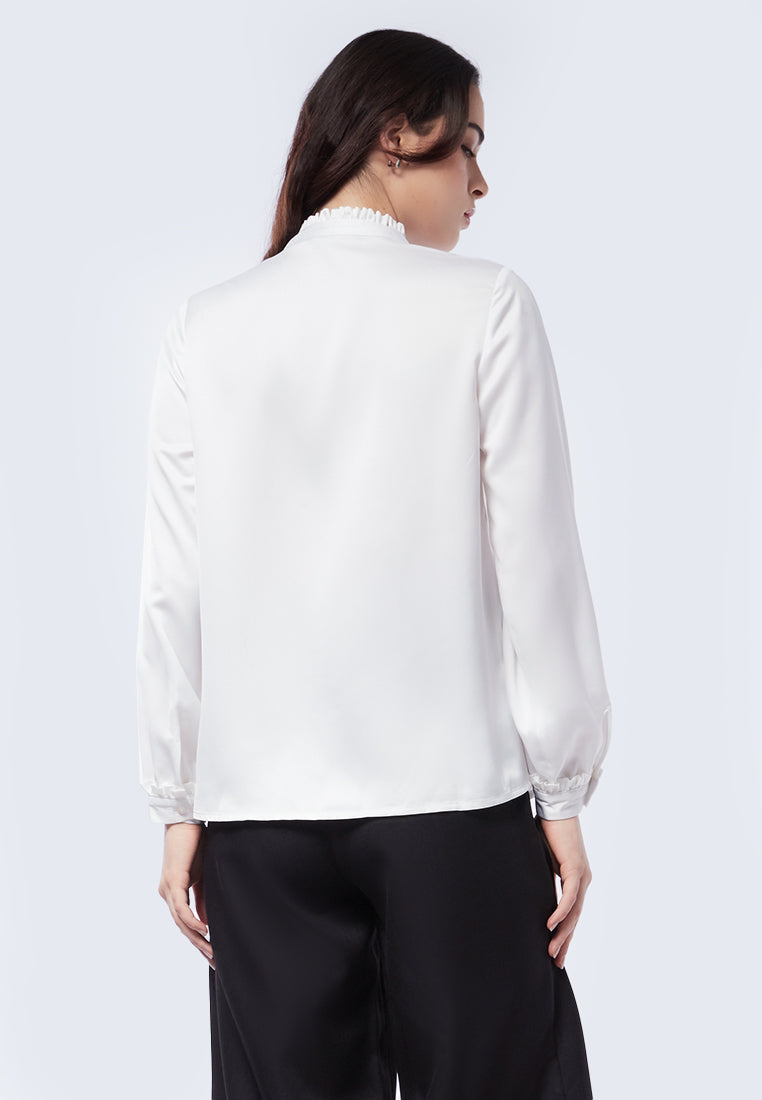 Ruffle Neck Long Sleeve Blouse