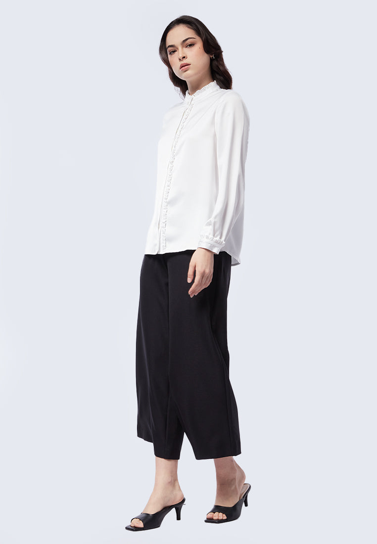 Ruffle Neck Long Sleeve Blouse
