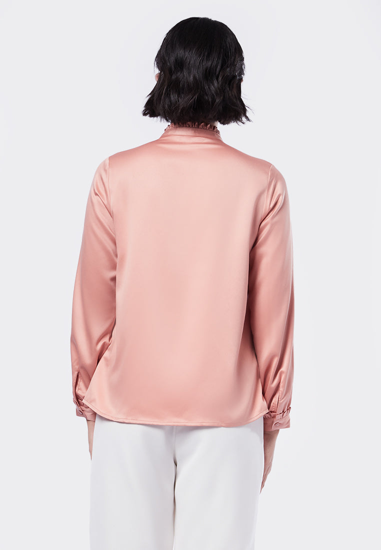 Long Sleeve Ruffle Neck Blouse