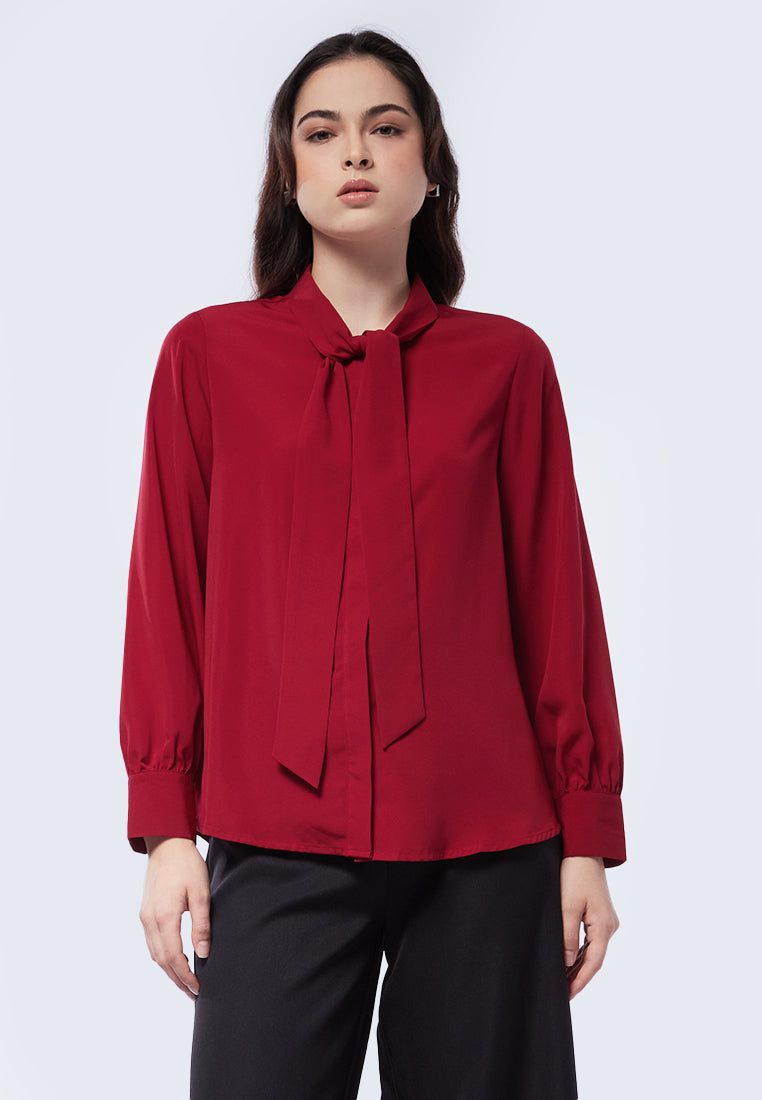 Tie Bow Long Sleeve Blouse