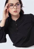 Button Up Gathered Blouse