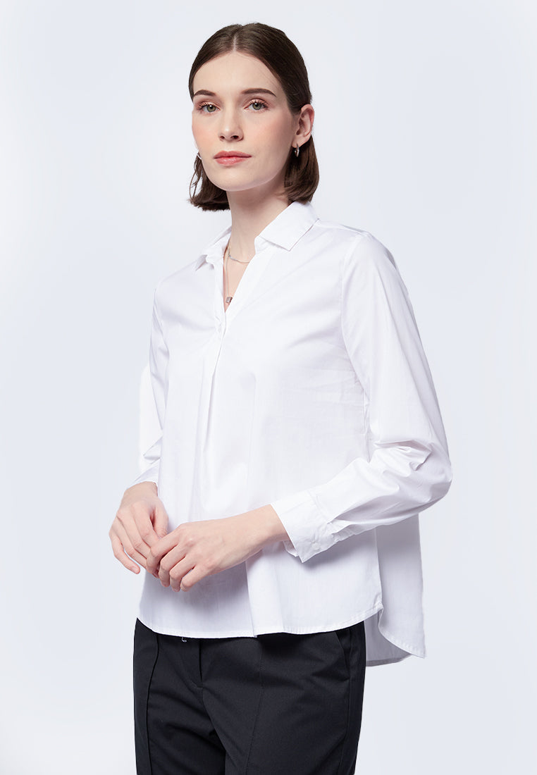 Long Sleeve Blouse with Button Slit