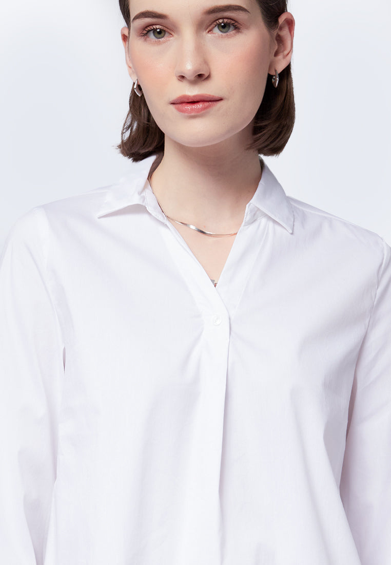 Long Sleeve Blouse with Button Slit