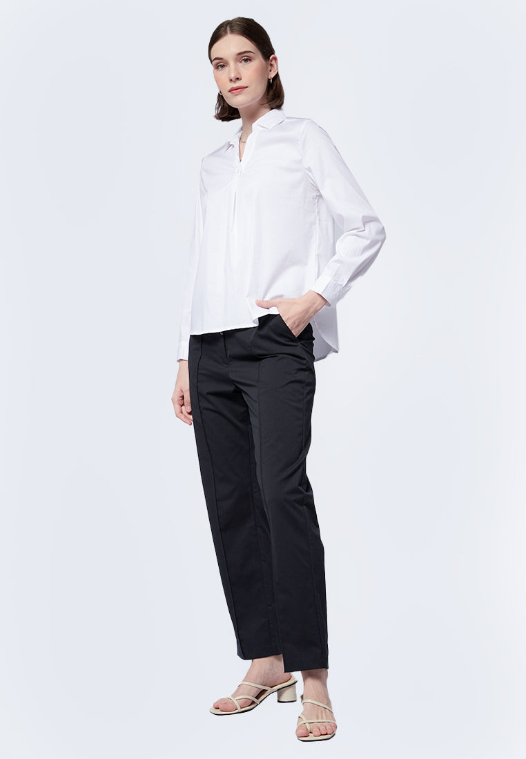 Long Sleeve Blouse with Button Slit