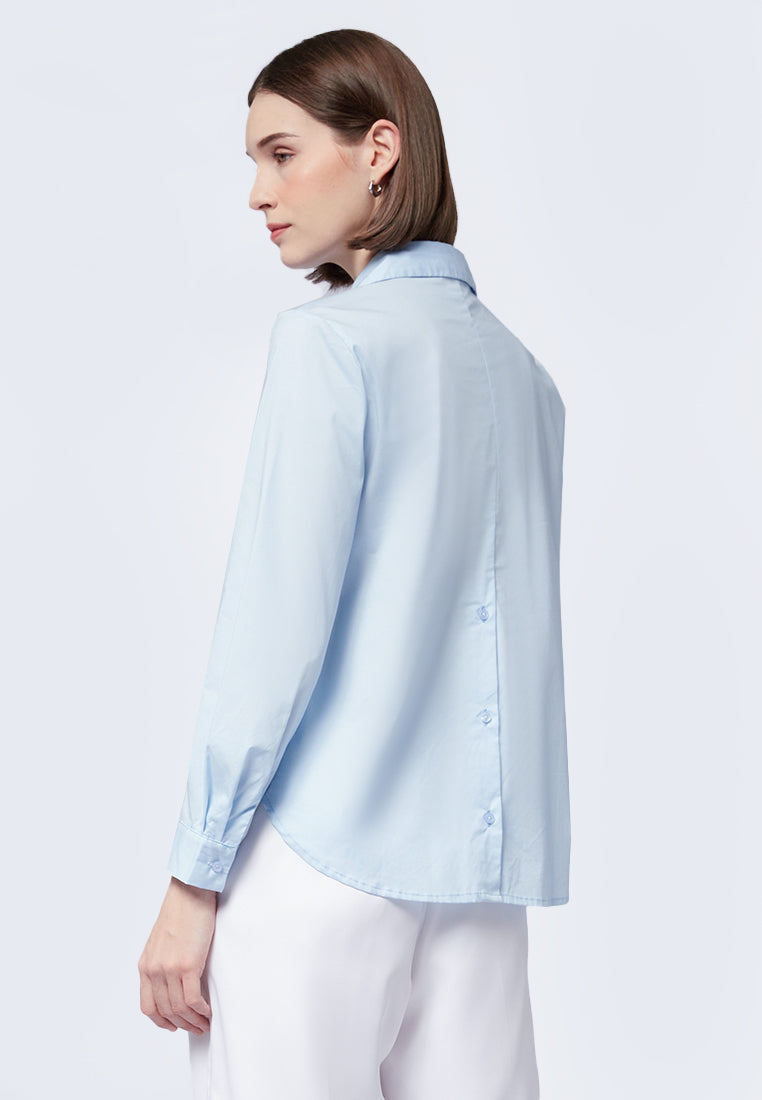 Long Sleeve Blouse with Button Slit