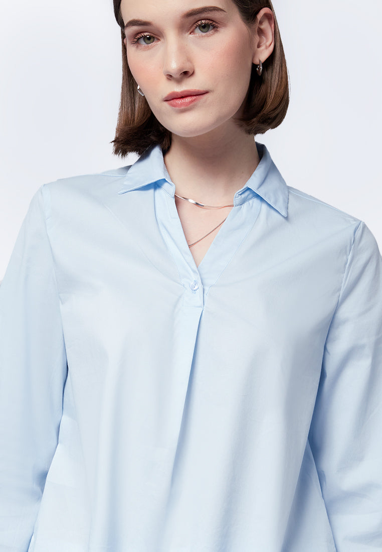 Long Sleeve Blouse with Button Slit