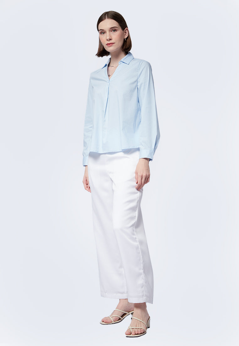 Long Sleeve Blouse with Button Slit
