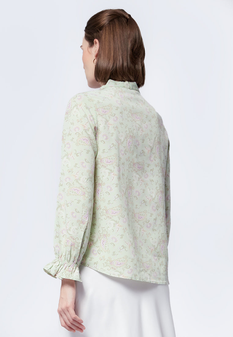 Printed Bow Tie Blouse