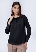 Gathered Neck Long Sleeve Blouse