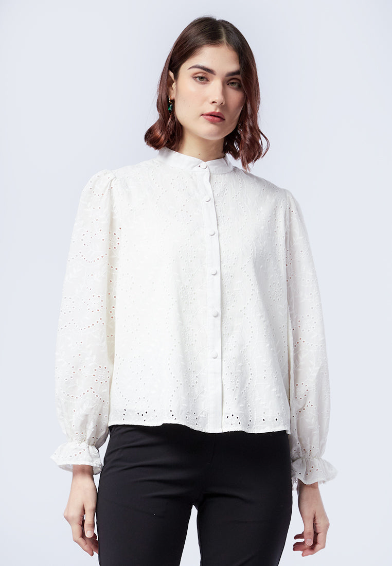 Textured Long Sleeve Blouse