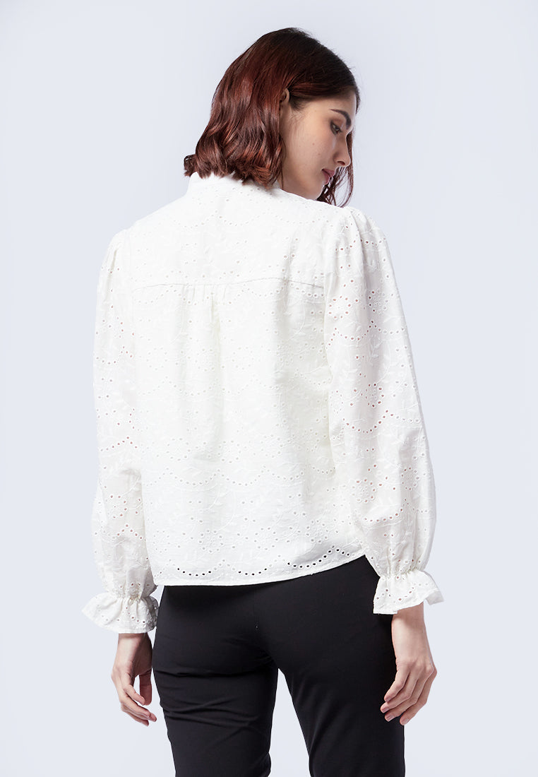 Textured Long Sleeve Blouse
