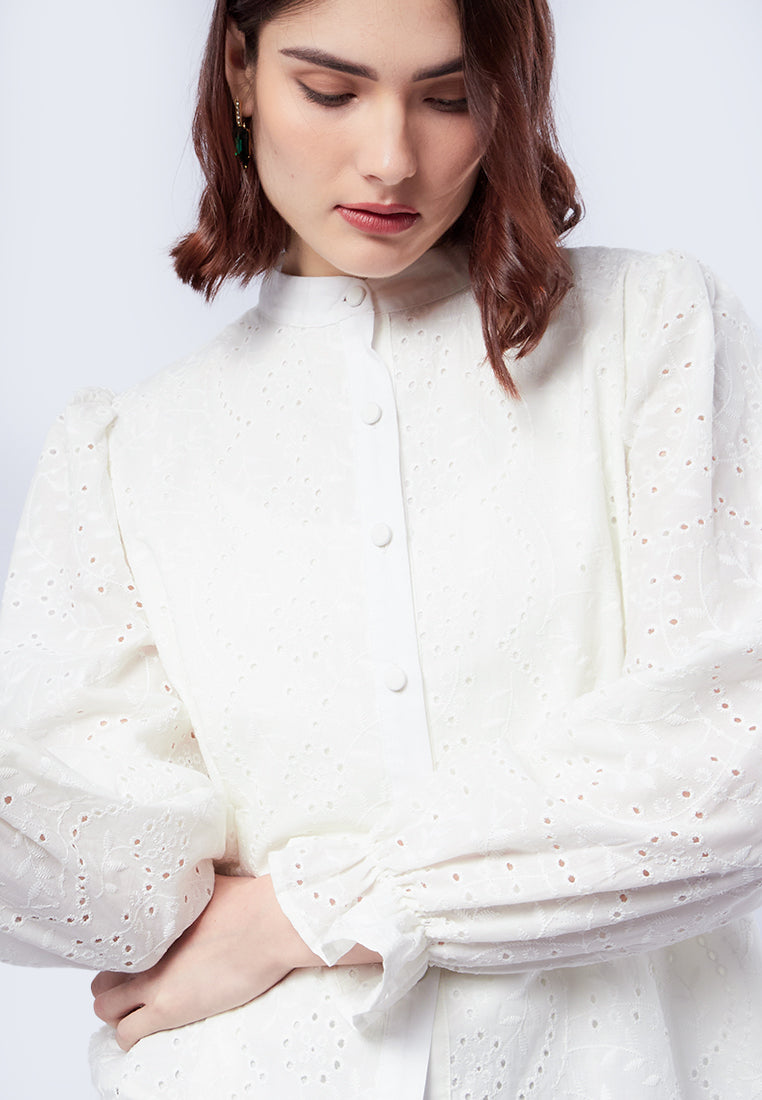 Textured Long Sleeve Blouse