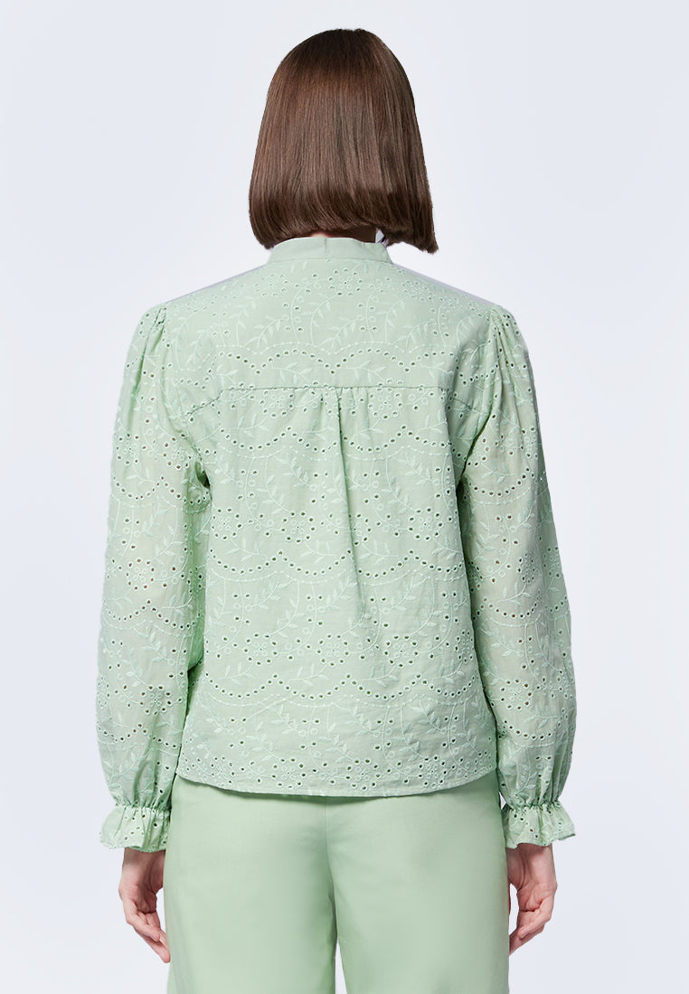 Eyelet Long Sleeve Blouse