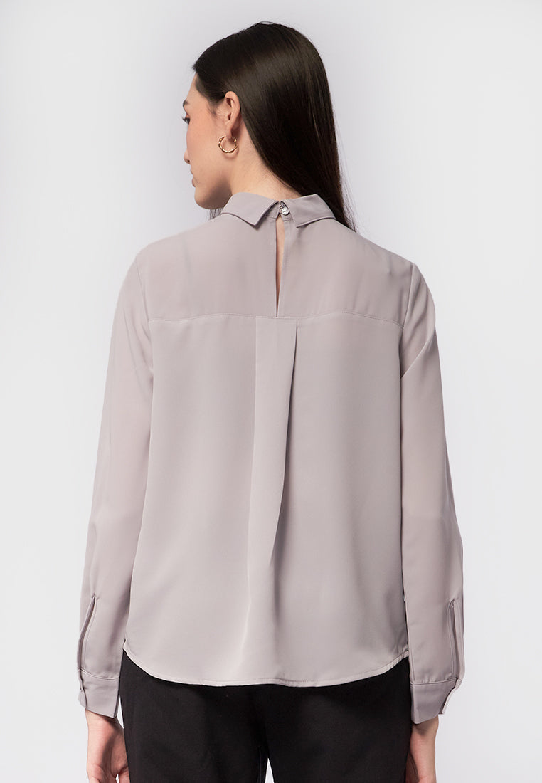High Neck Long Sleeve Blouse