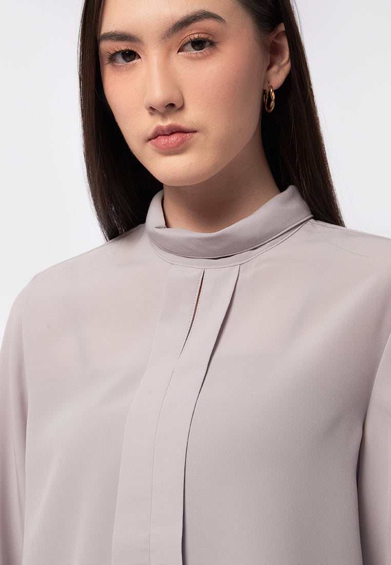 High Neck Long Sleeve Blouse