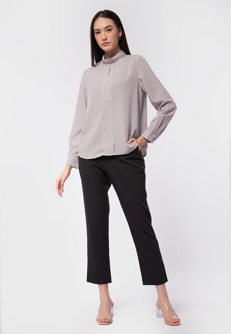 High Neck Long Sleeve Blouse