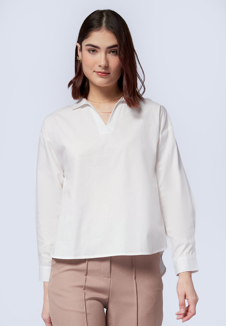 V-Neck Long Sleeve Blouse