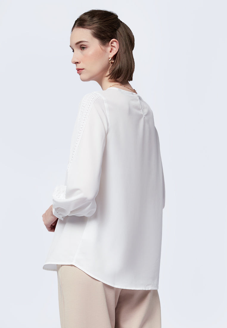 Lace Panel Long Sleeve Blouse