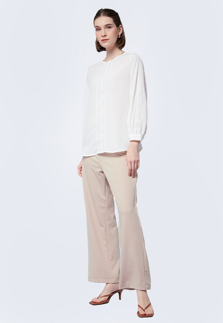 Lace Panel Long Sleeve Blouse