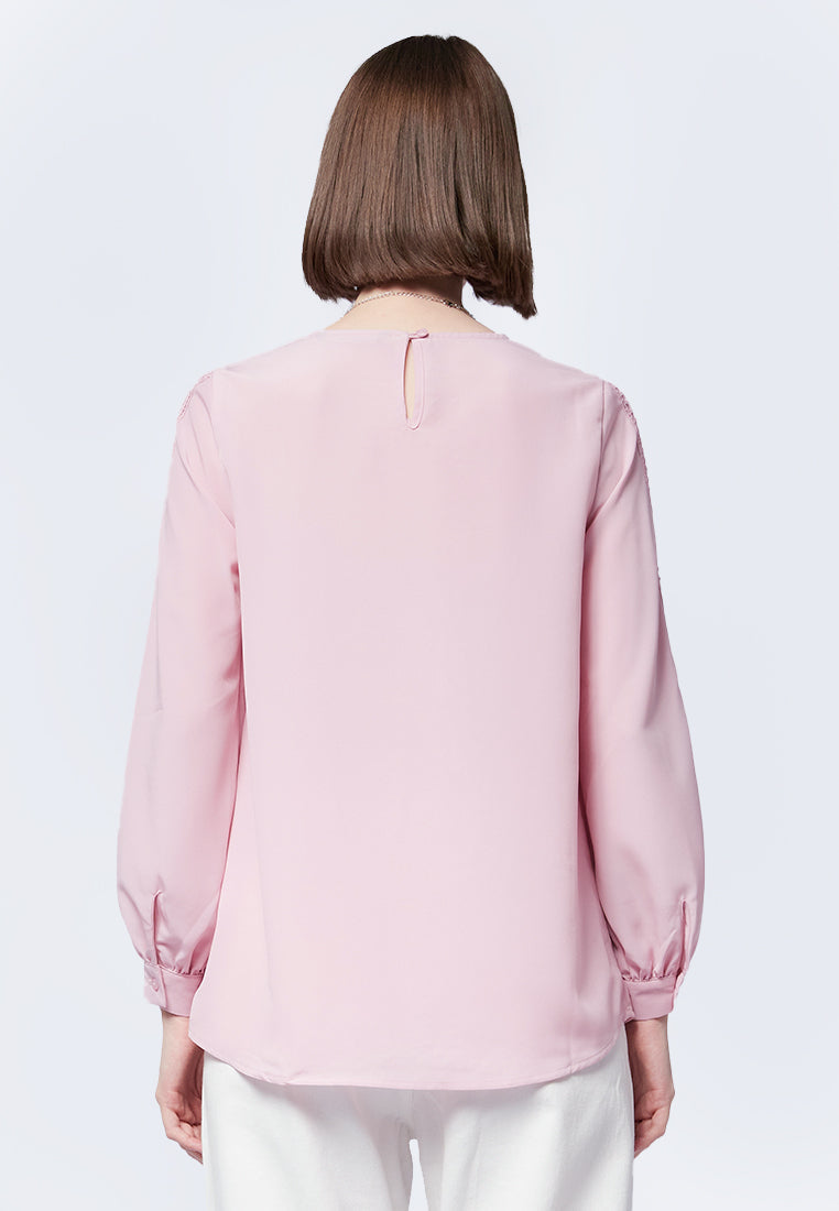 Lace Panel Long Sleeve Blouse