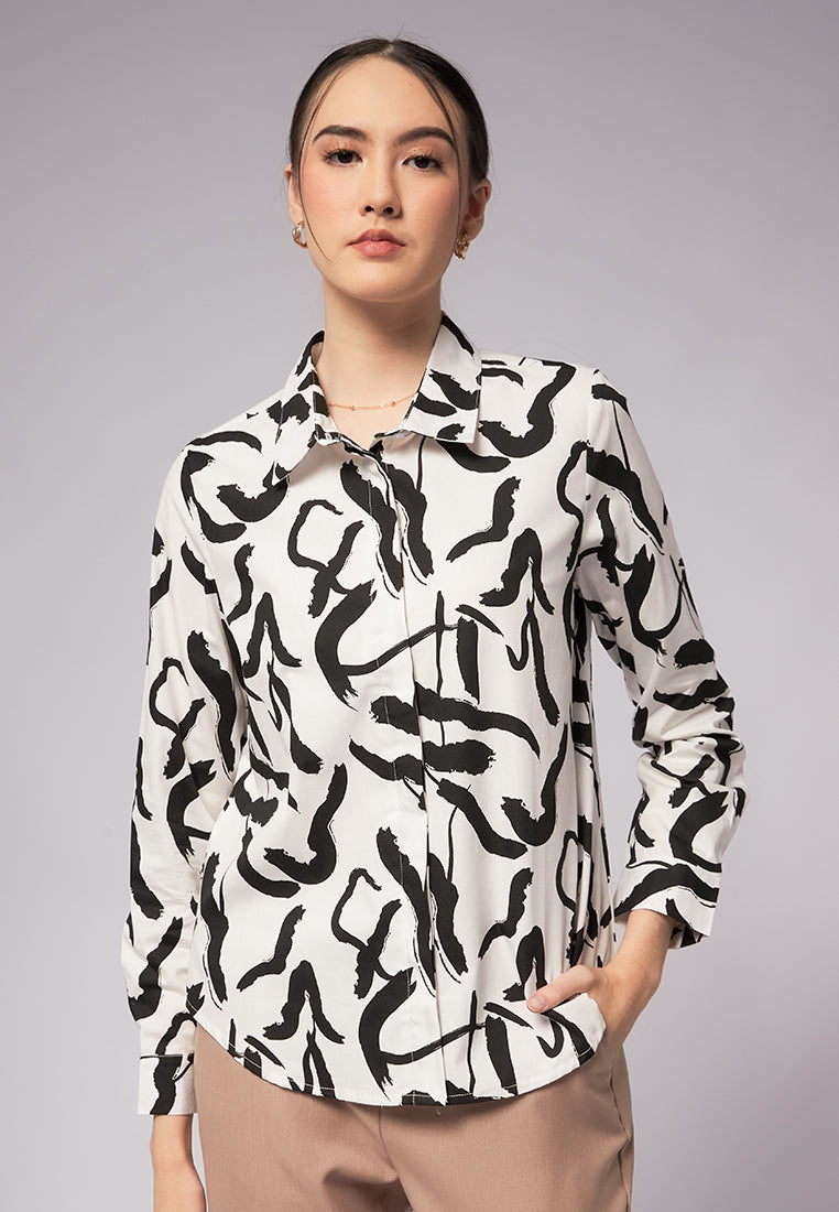 Printed Long Sleeve Blouse