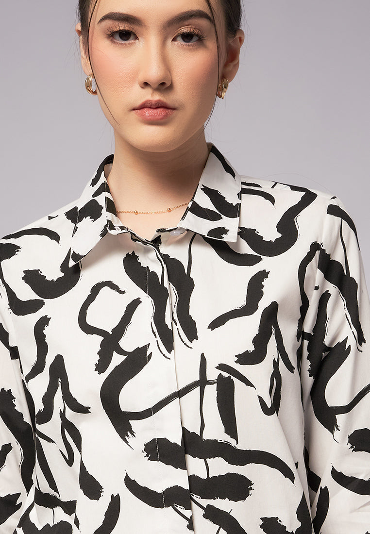 Printed Long Sleeve Blouse