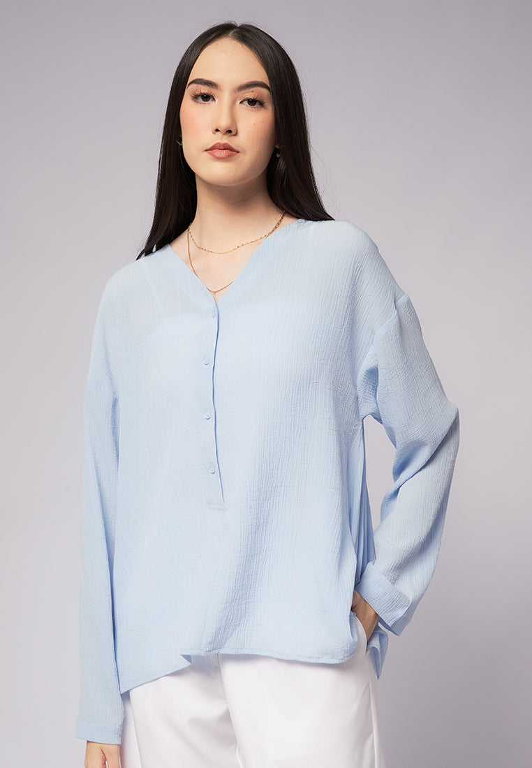 V-Neck Long Sleeve Blouse
