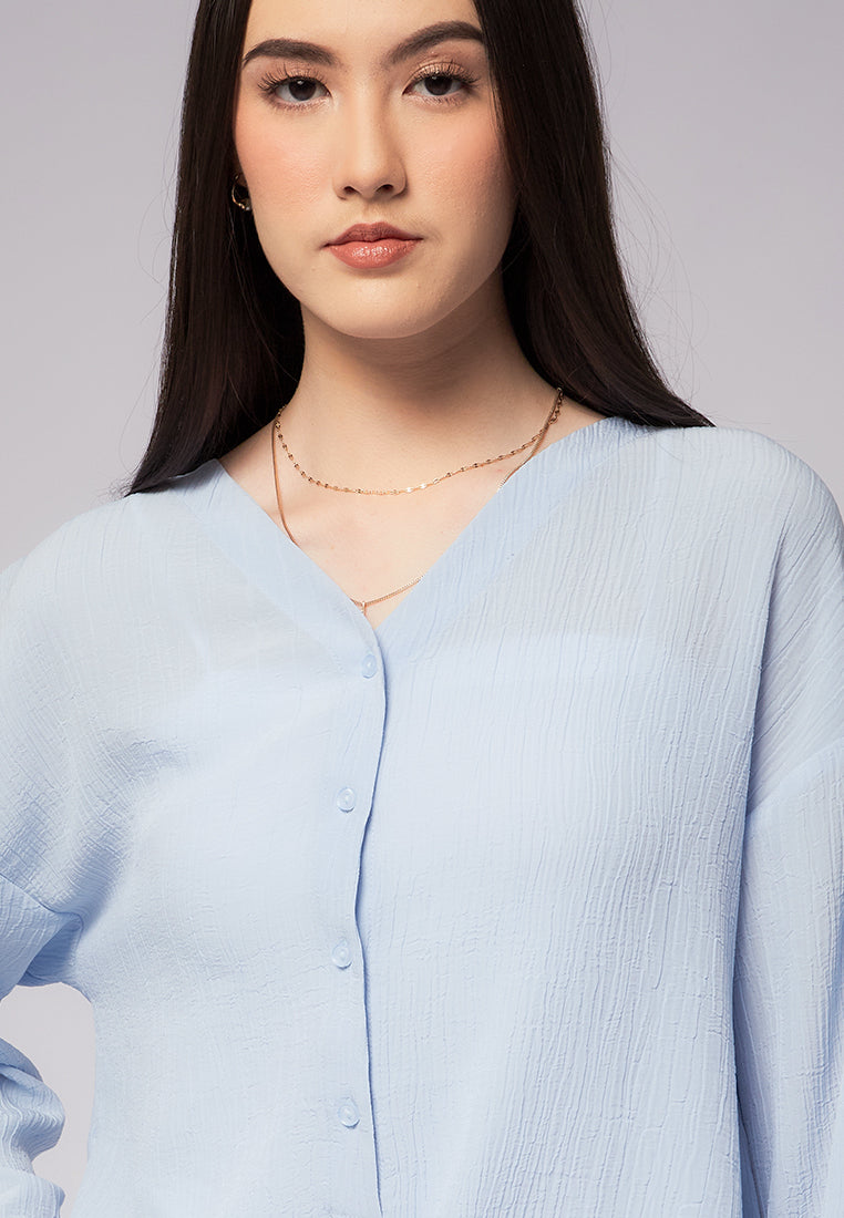 V-Neck Long Sleeve Blouse
