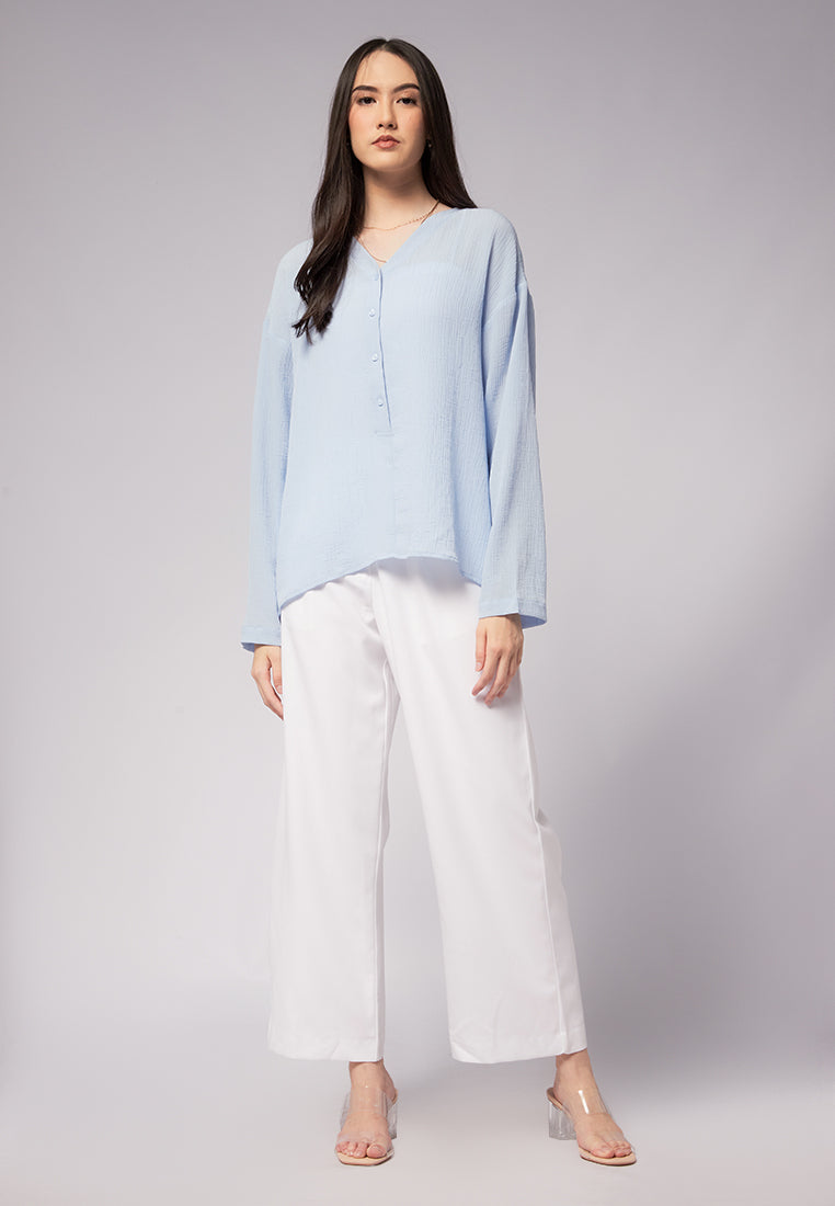 V-Neck Long Sleeve Blouse