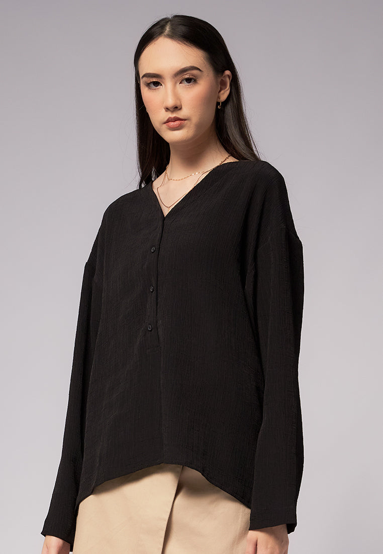 V-Neck Long Sleeve Blouse