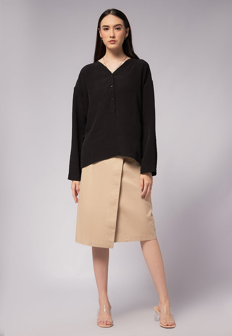 V-Neck Long Sleeve Blouse