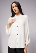 Balloon Sleeve Satin Blouse