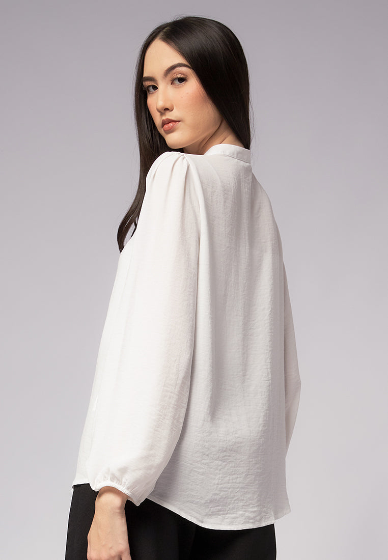 Balloon Sleeve Satin Blouse