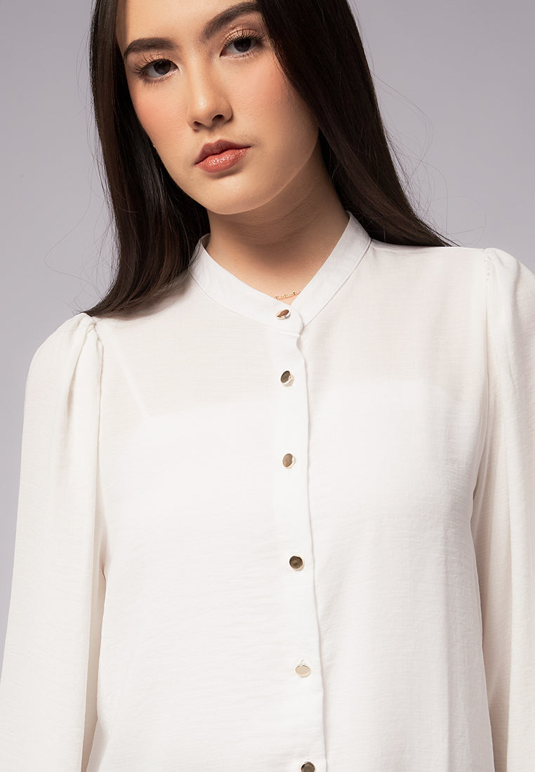 Balloon Sleeve Satin Blouse