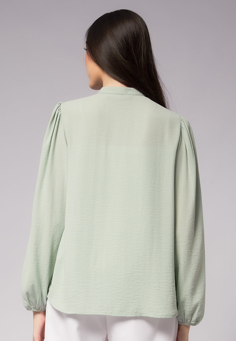 Balloon Sleeve Satin Blouse