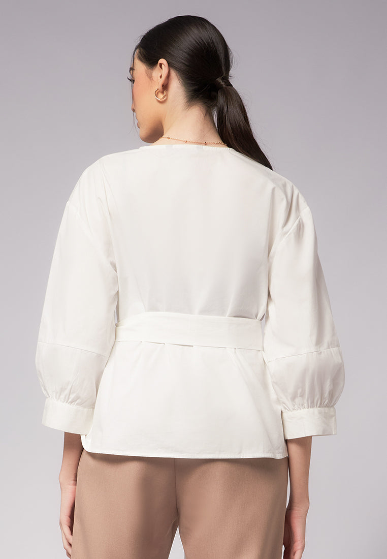 Blouse with Horn Buckle Belt
