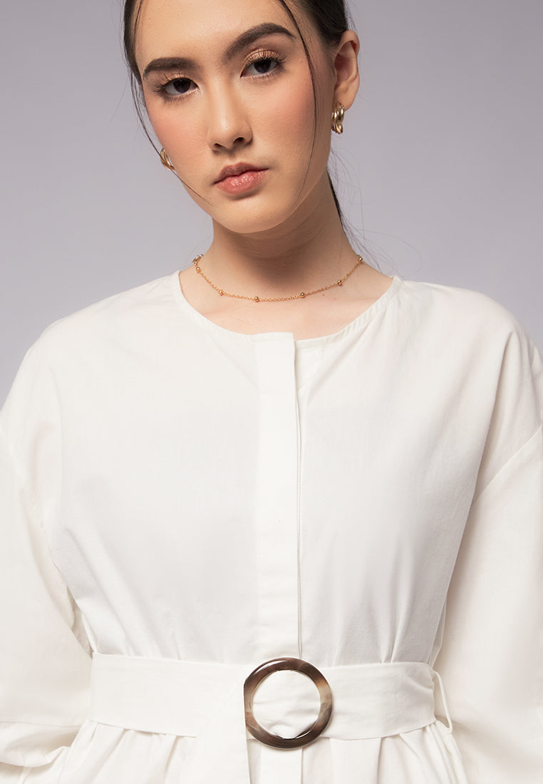 Blouse with Horn Buckle Belt