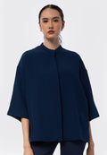 Seersucker 3/4 Sleeve Blouse