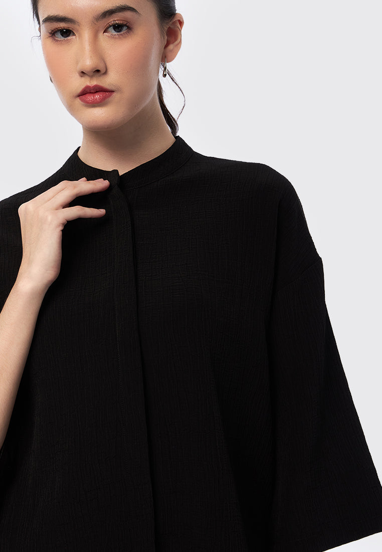 Seersucker 3/4 Sleeve Blouse