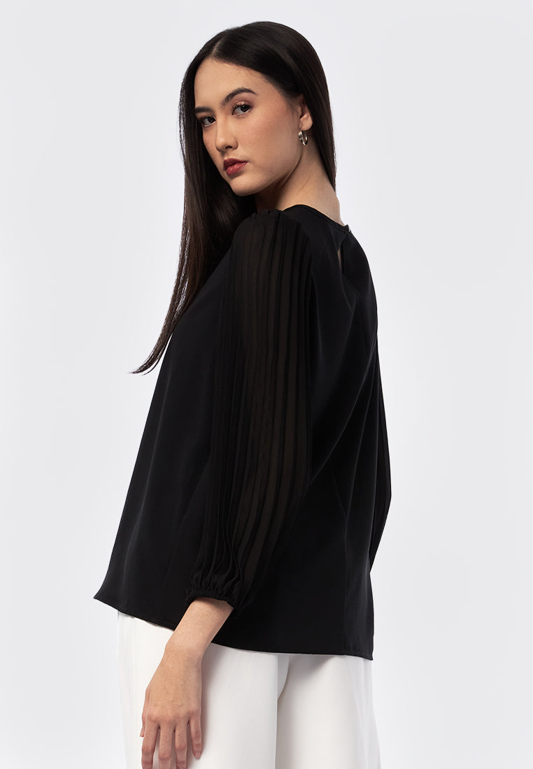 Round Neck Long Sleeve Blouse