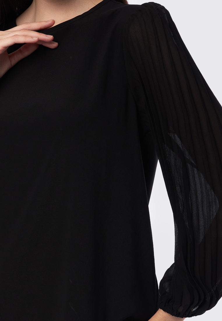 Round Neck Long Sleeve Blouse