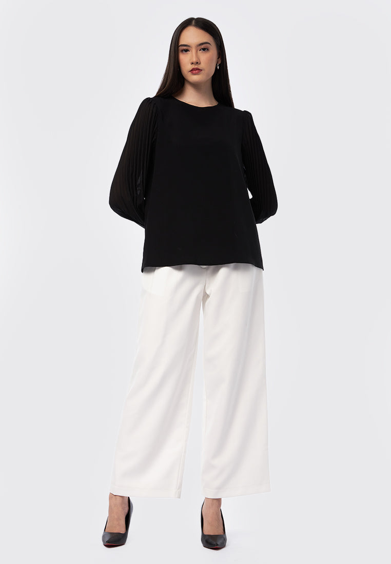 Round Neck Long Sleeve Blouse